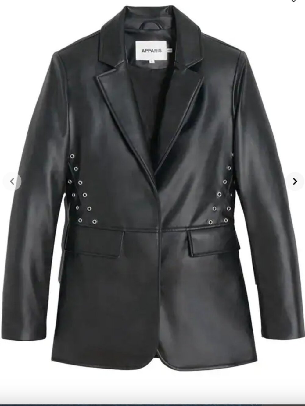 APPARIS KELAN FAUX LEATHER BLAZER IN BLACK WITH GROMMETS SIZE MEDIUM